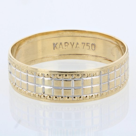 18K Two-Tone White + Yellow Gold Wedding Band Ring - Karya